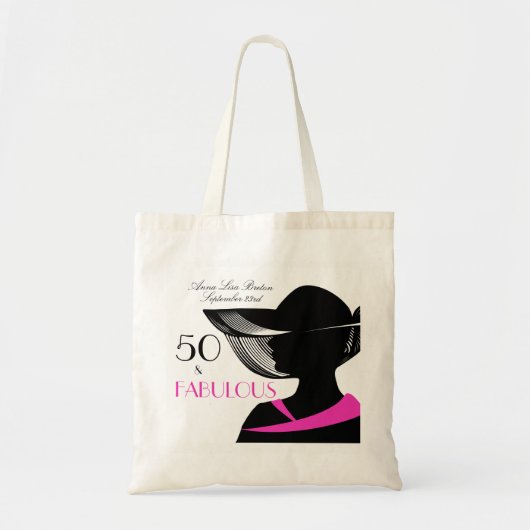50 und fabelhafter Kunst-Deko-eleganter 50. Tragetasche (Vorne)