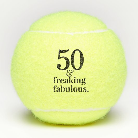 50 und fabelhafter Personalisierter Geburtstag Tennisbälle (Vorderseite)