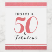 50 und fabelhafter Personalisierter Name Moderne Weinetikett (Einzelnes Label)