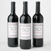 50 und fabelhafter rosa Geburtstag Weinetikett (Flaschen)
