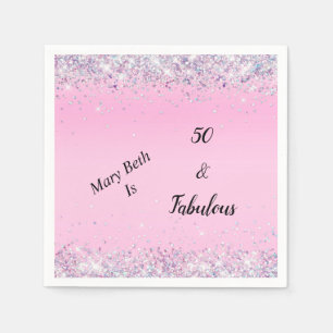50 und fabelhafter rosa Silberner Glitzer Serviette