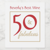 50 und fabelhafter Rot und Gold Schriftart 50. Geb Weinetikett (Einzelnes Label)