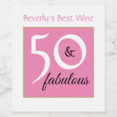 50 und fabelhafter Schriftart Weiß und Rosa 50. Ge Weinetikett (Einzelnes Label)