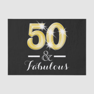 50 und fabelhafter schwarzer Goldgeburtstag Seidenpapier