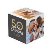 50 und fabelhafter schwarzer und goldener Geburtst Würfel (Rückseite Schrägansicht)