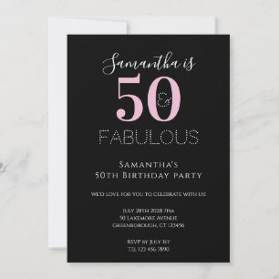 50 und fabelhaftes 50. Geburtstag Black Pink Party Einladung
