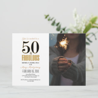 50 und fabelhaftes 50. Geburtstagsparty Foto Einladung