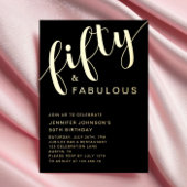 50 und fabelhaftes Birthday Black Gold Folieneinladung
