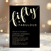 50 und fabelhaftes Birthday Black Gold Folieneinladung