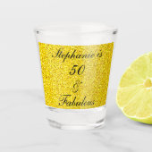 50 und fabelhaftes Birthday Gold Black Glitzer Par Schnapsglas (Vorderseite)