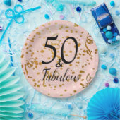 50 und fabelhaftes Birthday Pink Gold Confetti Par Pappteller (Party)