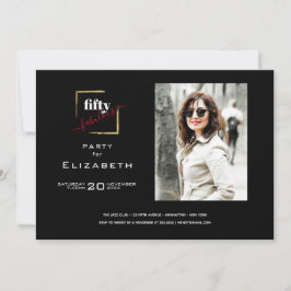 50 und fabelhaftes Black and Gold Foto Einladung