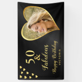 50 und fabelhaftes Black Gold Foto Banner (Vertikal)