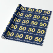50 und fabelhaftes blaues Gold Geschenkpapier (Ungerollt)