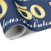 50 und fabelhaftes blaues Gold Geschenkpapier (Rolleneckpunkt)
