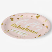 50 und fabelhaftes Chic Pink 50. Geburtstag Pappteller (Schrägansicht)