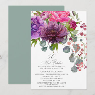 50 und fabelhaftes Elegant Floral 50. Geburtstag Einladung