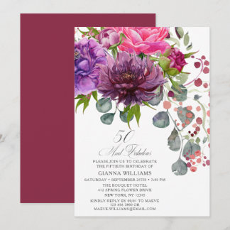50 und fabelhaftes Elegant Floral 50. Geburtstag Einladung