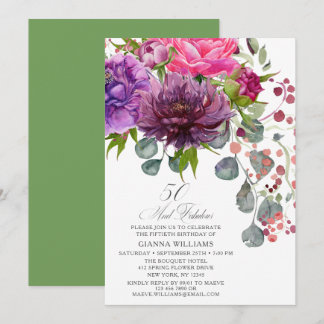 50 und fabelhaftes Elegant Floral 50. Geburtstag Einladung
