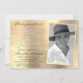 50 und fabelhaftes Elegant Gold Foto Einladung (Vorderseite)