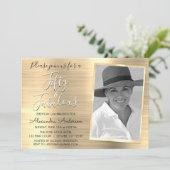 50 und fabelhaftes Elegant Gold Foto Einladung (Stehend Vorderseite)
