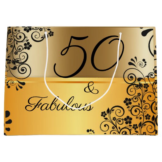 50 und fabelhaftes Elegant Große Geschenktüte (Vorderseite)