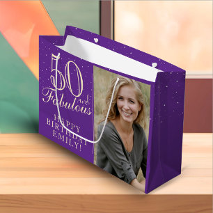 50 und fabelhaftes Elegant Lila 50. Geburtstag Fot Große Geschenktüte
