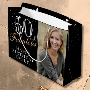 50. und fabelhaftes elegantes 50. Geburtstags-Foto Große Geschenktüte