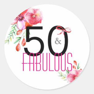 50 und fabelhaftes elegantes 50. Geburtstags-Party Runder Aufkleber