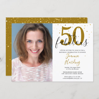 50 und fabelhaftes elegantes Gold Black Birthday F Einladung