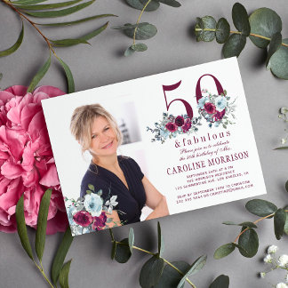 50 und fabelhaftes Foto elegante 50. Geburtstagspa Einladung