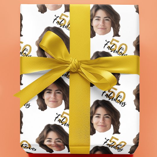 50 und fabelhaftes Foto mit individueller Oberfläc Geschenkpapier