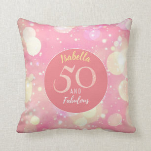 50 und fabelhaftes funkelndes Lachsrosa u. Gold Kissen