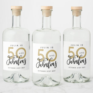 50 und fabelhaftes Geburtstagslabel Alkoholflaschenetikett