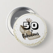50 und fabelhaftes Gold Black Bold Geburtstag Button (Vorne & Hinten)