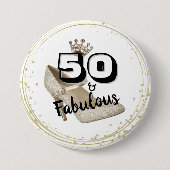 50 und fabelhaftes Gold Black Bold Geburtstag Button (Vorderseite)
