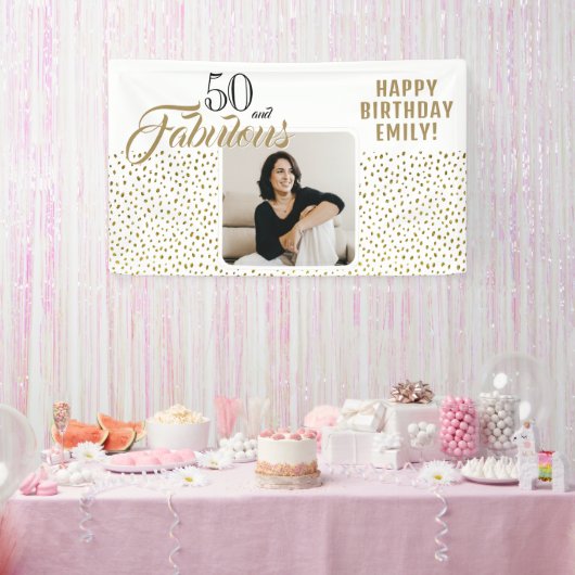 50 und fabelhaftes Gold Glitzer Foto 50. Geburtsta Banner (Party)