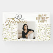 50 und fabelhaftes Gold Glitzer Foto 50. Geburtsta Banner (Horizontal)