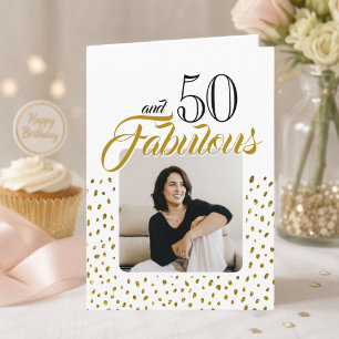 50 und fabelhaftes Gold Glitzer Foto 50. Geburtsta Feiertagskarte