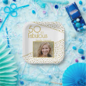 50 und fabelhaftes Gold Glitzer Foto 50. Geburtsta Pappteller (Party)