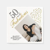 50 und fabelhaftes Gold Glitzer Foto 50. Geburtsta Serviette (Vorderseite)