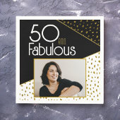 50 und fabelhaftes Gold Glitzer Foto 50. Geburtsta Serviette
