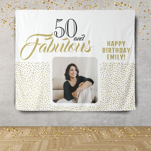 50 und fabelhaftes Gold Glitzer Foto 50. Geburtsta Wandteppich