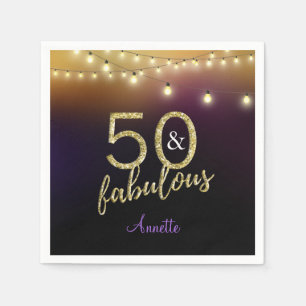 50 und fabelhaftes Gold hat lila Geburtstags-Party Serviette