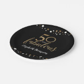 50 und fabelhaftes Gold von 50. Geburtstag Pappteller (Schrägansicht)
