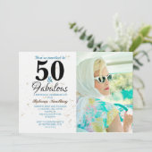 50 und fabelhaftes Golden Birthday Celebration Fot Einladung (Stehend Vorderseite)