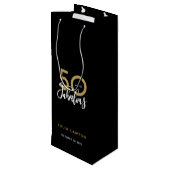 50 und fabelhaftes, modernes Party  Geschenktüte Für Weinflaschen (Rückseite Schrägansicht)