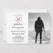 50 und fabelhaftes Party mit Imitaten Rose Gold & Einladung (Vorderseite)