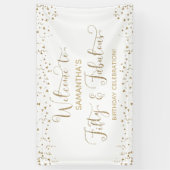 50 und fabelhaftes Party Willkommen Gold und White Banner (Vertikal)