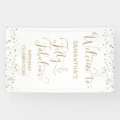 50 und fabelhaftes Party Willkommen Gold und White Banner (Horizontal)